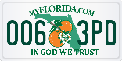 FL license plate 0063PD