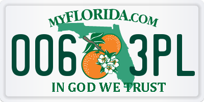 FL license plate 0063PL