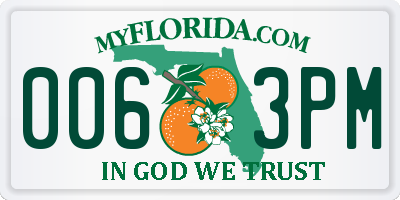 FL license plate 0063PM
