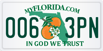 FL license plate 0063PN