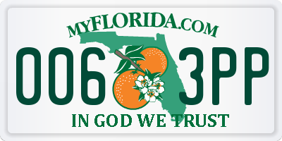 FL license plate 0063PP