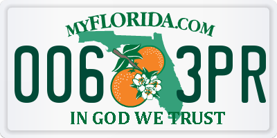 FL license plate 0063PR