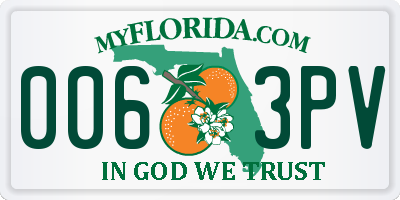 FL license plate 0063PV