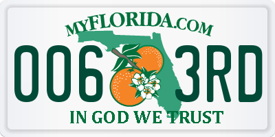 FL license plate 0063RD