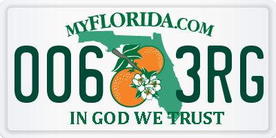 FL license plate 0063RG