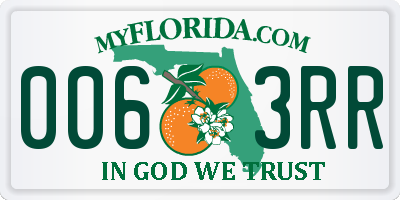 FL license plate 0063RR