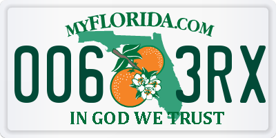 FL license plate 0063RX