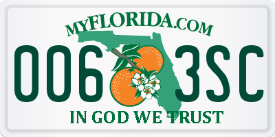 FL license plate 0063SC
