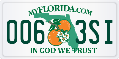 FL license plate 0063SI