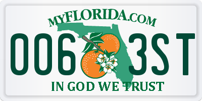 FL license plate 0063ST