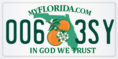 FL license plate 0063SY