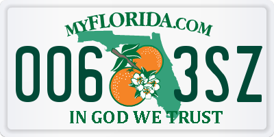 FL license plate 0063SZ