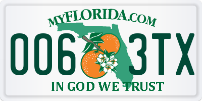 FL license plate 0063TX