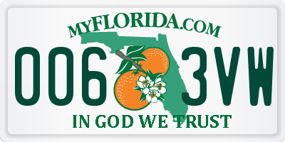 FL license plate 0063VW