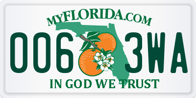 FL license plate 0063WA