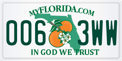 FL license plate 0063WW