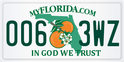 FL license plate 0063WZ