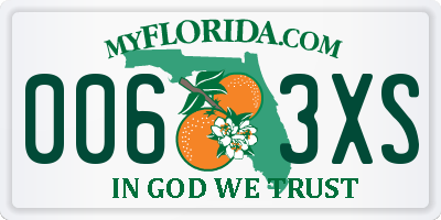FL license plate 0063XS