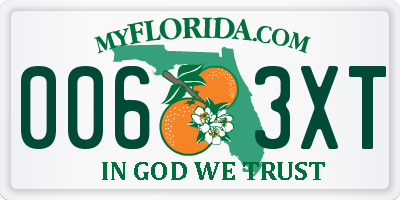 FL license plate 0063XT