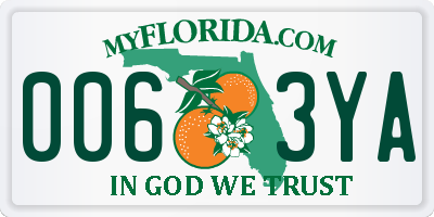 FL license plate 0063YA
