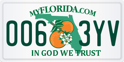 FL license plate 0063YV