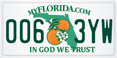 FL license plate 0063YW