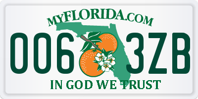 FL license plate 0063ZB