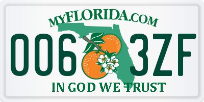 FL license plate 0063ZF