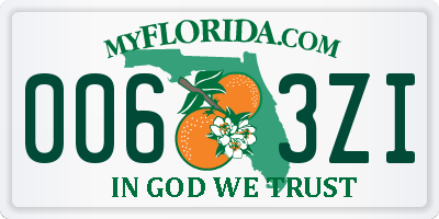 FL license plate 0063ZI