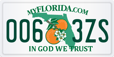 FL license plate 0063ZS