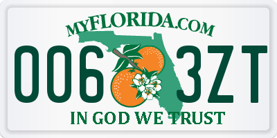 FL license plate 0063ZT