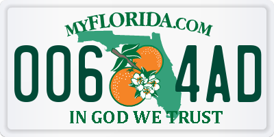 FL license plate 0064AD