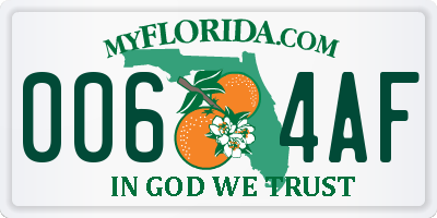 FL license plate 0064AF