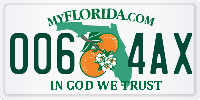 FL license plate 0064AX