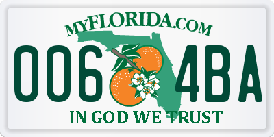 FL license plate 0064BA