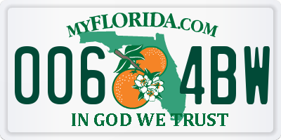 FL license plate 0064BW