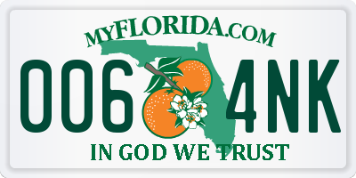FL license plate 0064NK