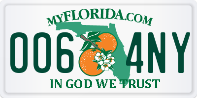FL license plate 0064NY