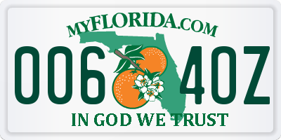 FL license plate 0064OZ