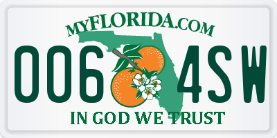 FL license plate 0064SW