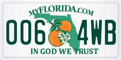 FL license plate 0064WB