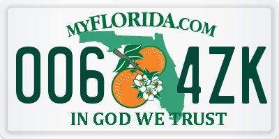 FL license plate 0064ZK
