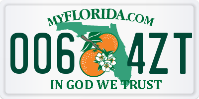 FL license plate 0064ZT