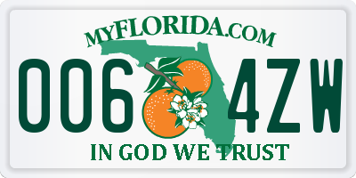 FL license plate 0064ZW