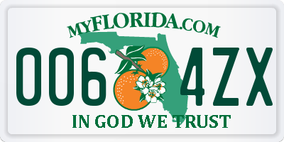 FL license plate 0064ZX