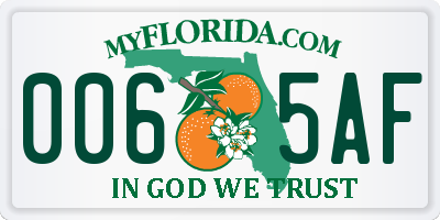 FL license plate 0065AF