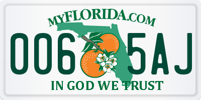 FL license plate 0065AJ