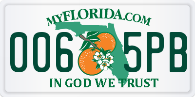 FL license plate 0065PB