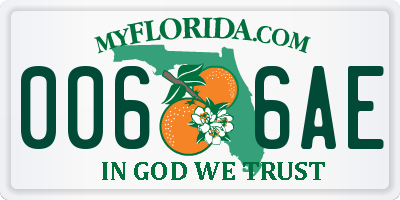 FL license plate 0066AE
