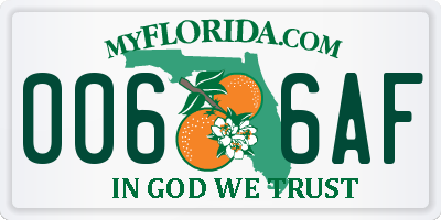 FL license plate 0066AF